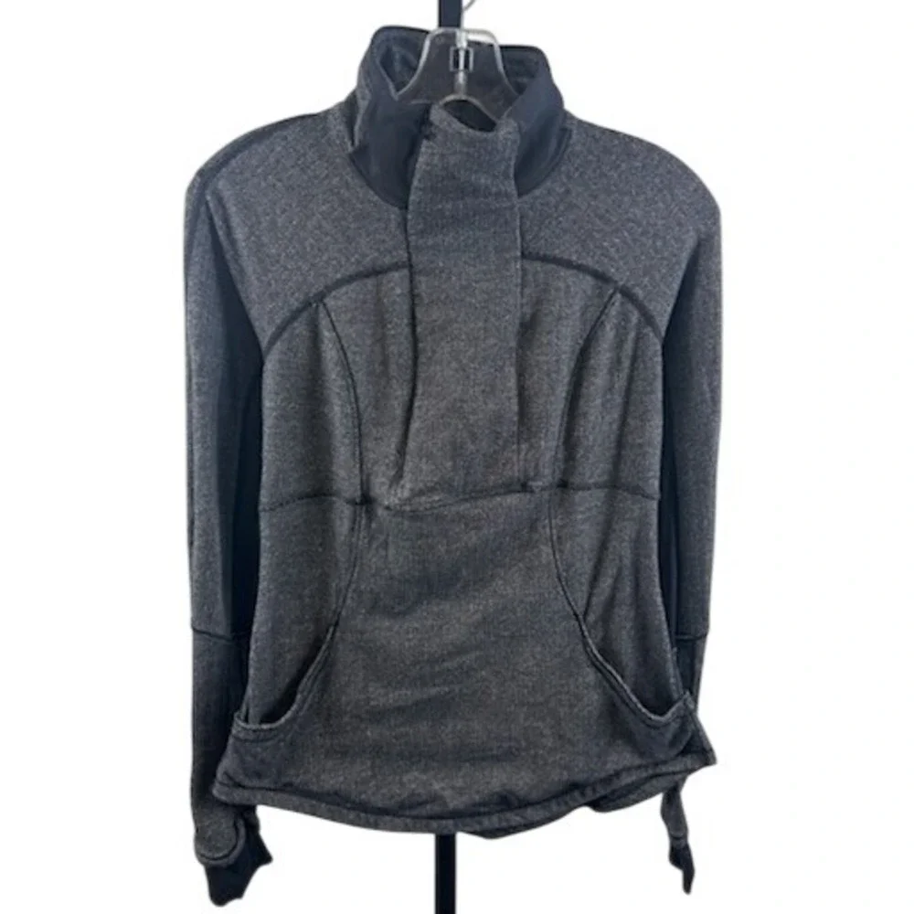 Lululemon Define Mock Neck Pullover Herringbone Gray‎ Size 6